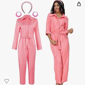 BARBIE 70s Glam Pink Jumpsuit Costume Medium